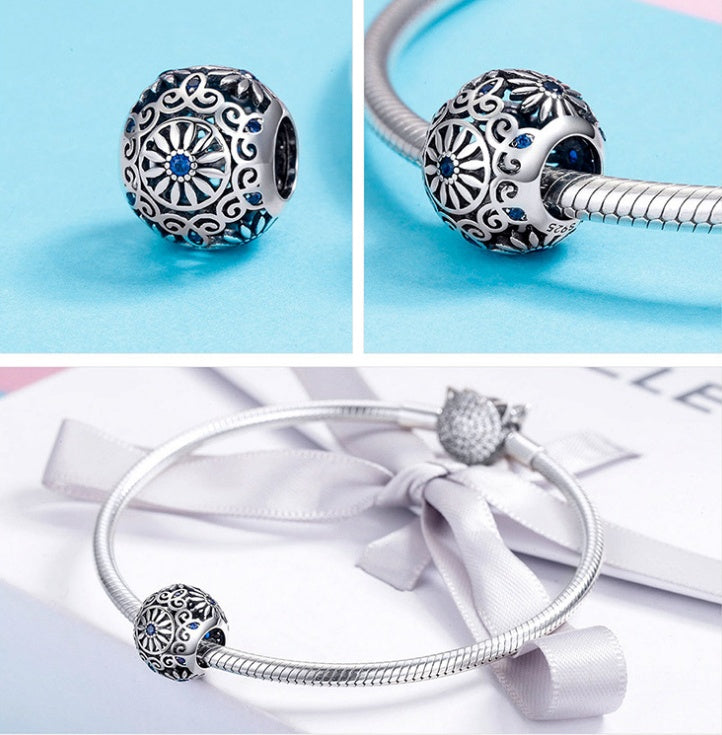 Berloque 925 Sterling Silver Heart Charms Flower Mixed glass Beads Fit Charm Bracelet & Bangle Silver 925 Jewelry Making