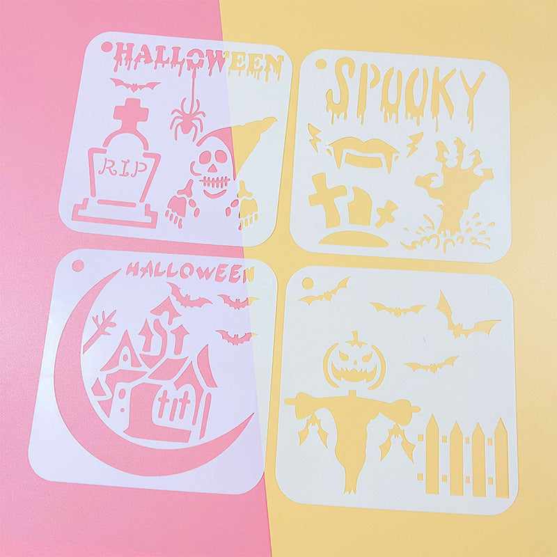 Halloween Hollow Painting Drawing Plate Can Be Sprayed And Reused
