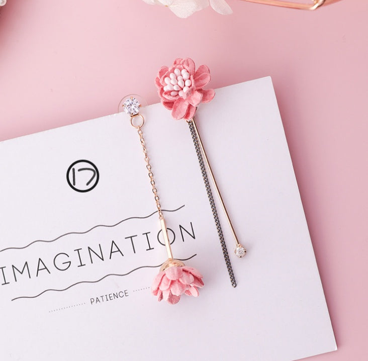 Fashion Korean Japanese Girl Simple Lovely Earrings Flower Fabric Swings Fashion Earrings For Women Jewelry Accessories