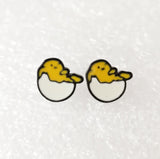 Dongmanli New Arrival Fashion Unique Designer Cute Enamel Fried Egg stud Earring For Women Gudetama Accessories