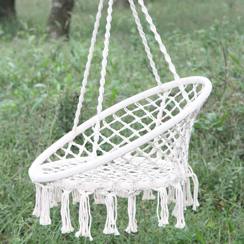 Nordic Style Round Hammock Outdoor Indoor Dormitory Bedroom Hanging Chair For Child Swinging Single Safety Hammock