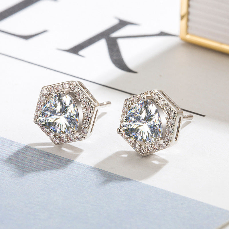 Design Hexagonal Earrings Hexagram Stud Earrings Copper Plating