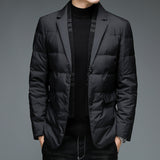 Winter men's suit detachable scarf collar casual down jacket