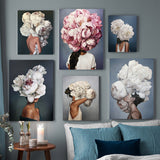 Home woman flower wall decoration painting