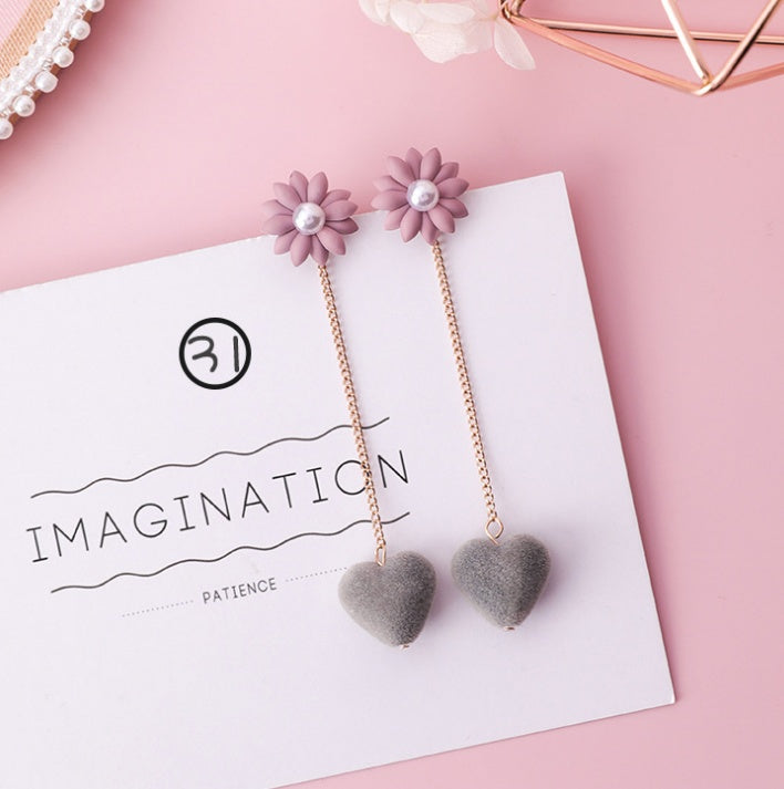 Fashion Korean Japanese Girl Simple Lovely Earrings Flower Fabric Swings Fashion Earrings For Women Jewelry Accessories