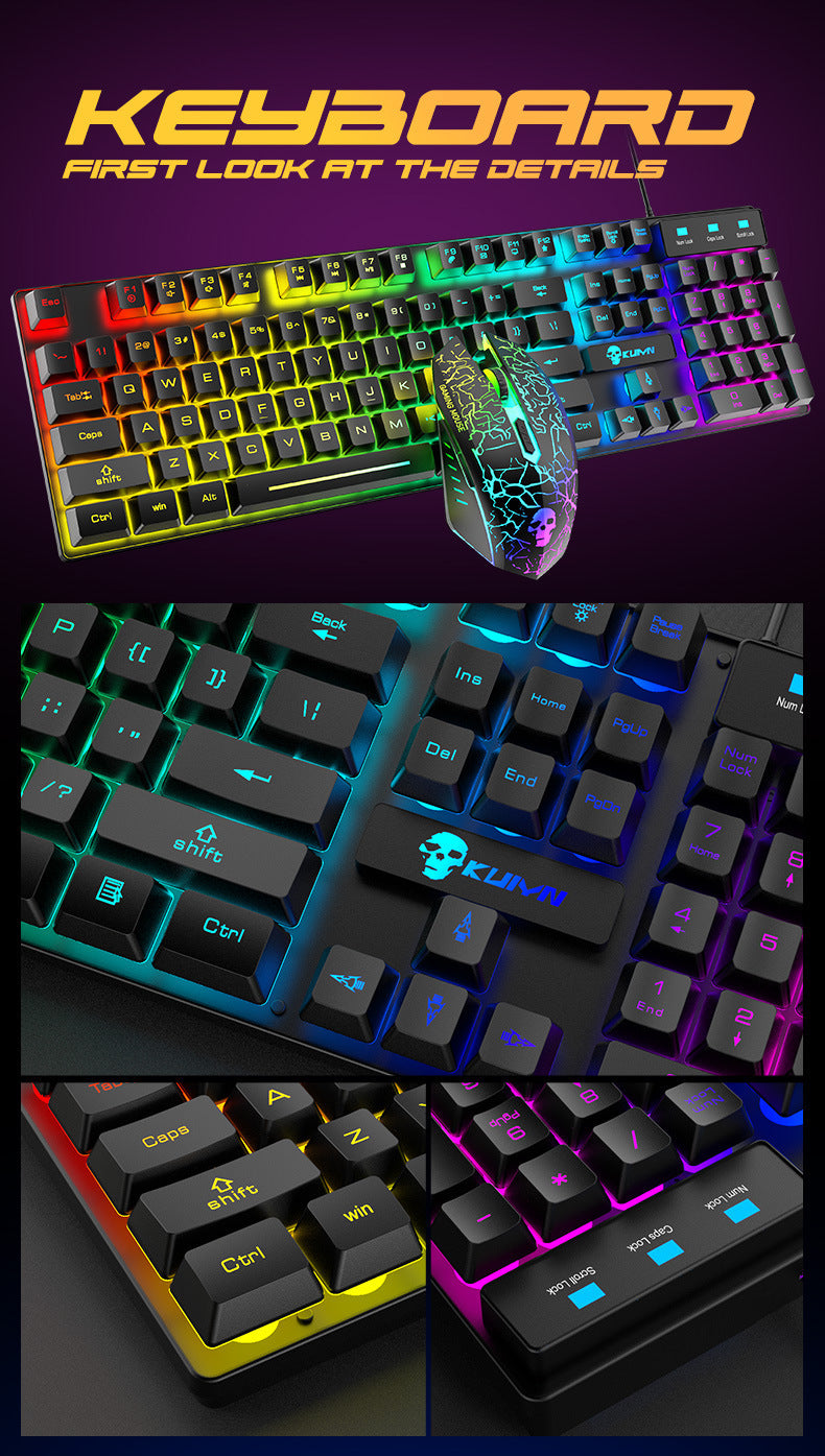 Комплект светящейся клавиатуры и мыши Kuiying T6RGB