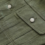 Vulcanized Green Mashed Denim Retro Workwear Pure Cotton Coat For Men