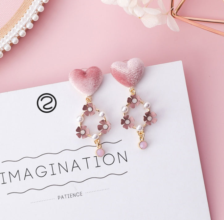 Fashion Korean Japanese Girl Simple Lovely Earrings Flower Fabric Swings Fashion Earrings For Women Jewelry Accessories