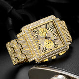 Men's Diamond Weird Digital Square Dial Multifunctional Waterproof Watch