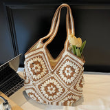 Этникӣ Style Retro Иқтидори калон дастӣ халта Tote бофташуда