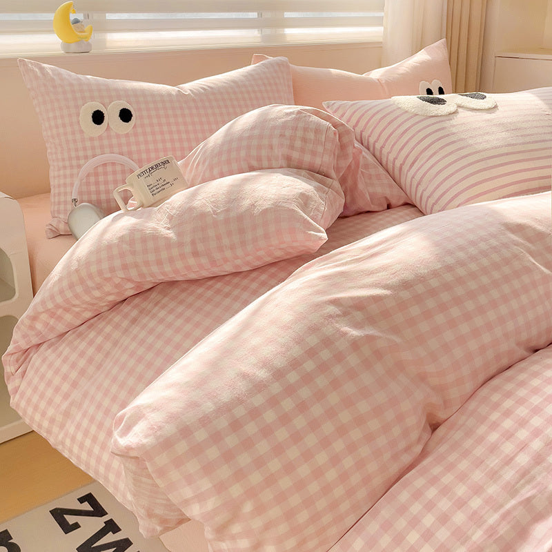 Big Eyes Four-piece Bedding Set Sanding Duvet Cover Bedding Suit