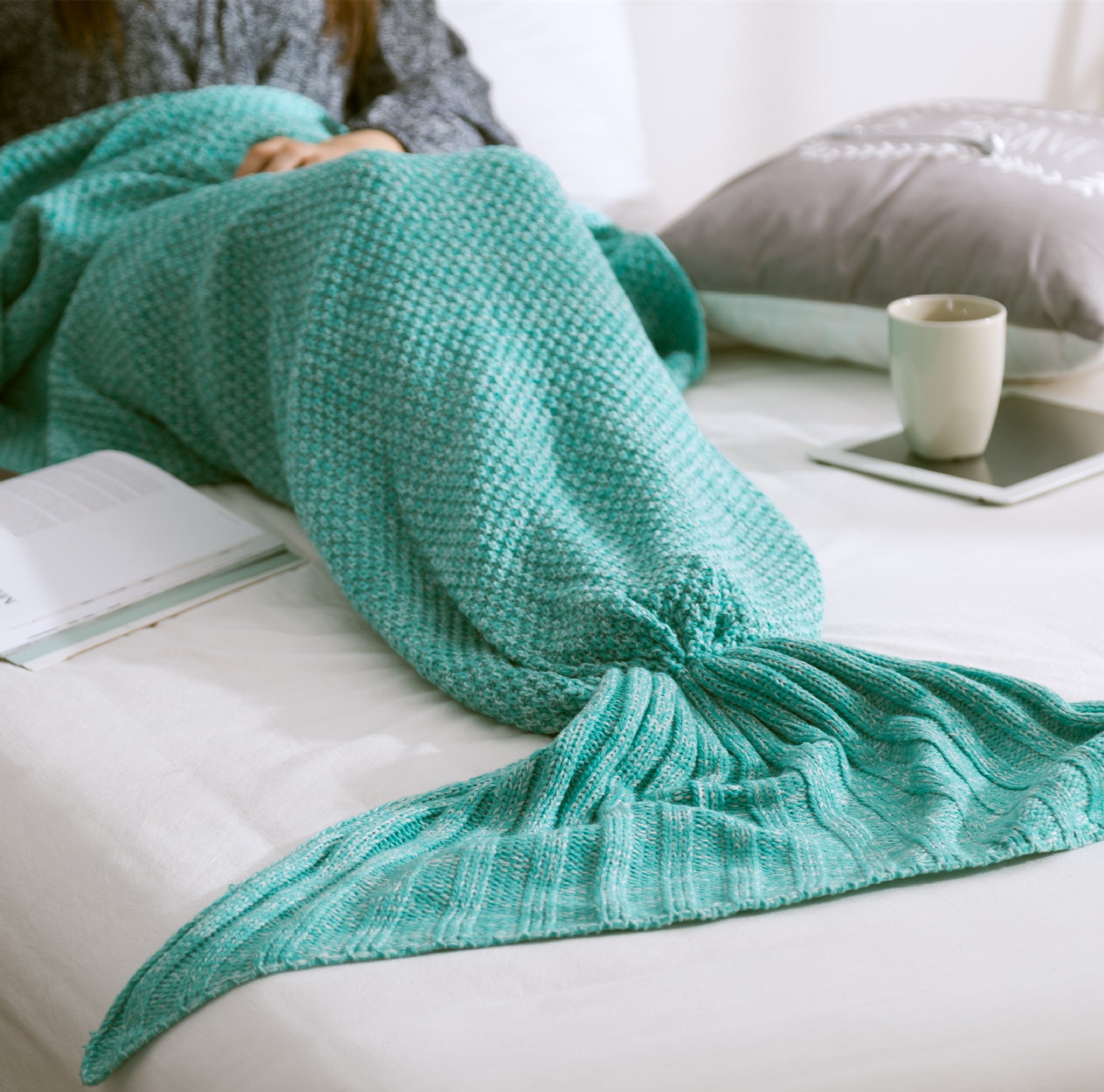 Mermaid Tail Blanket Knitted Crochet for Children Super Soft Sleeping Blankets
