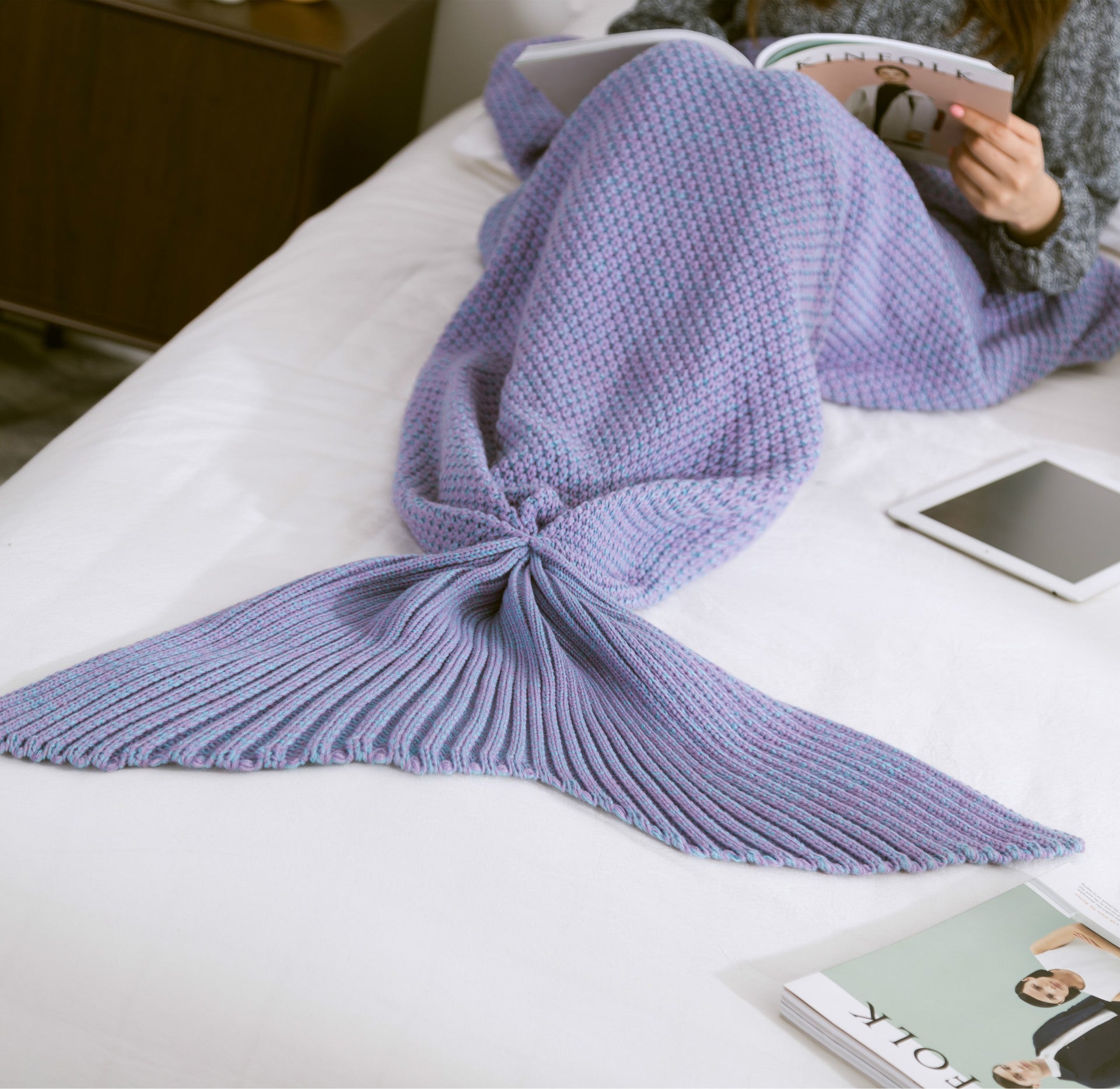 Mermaid Tail Blanket Knitted Crochet for Children Super Soft Sleeping Blankets