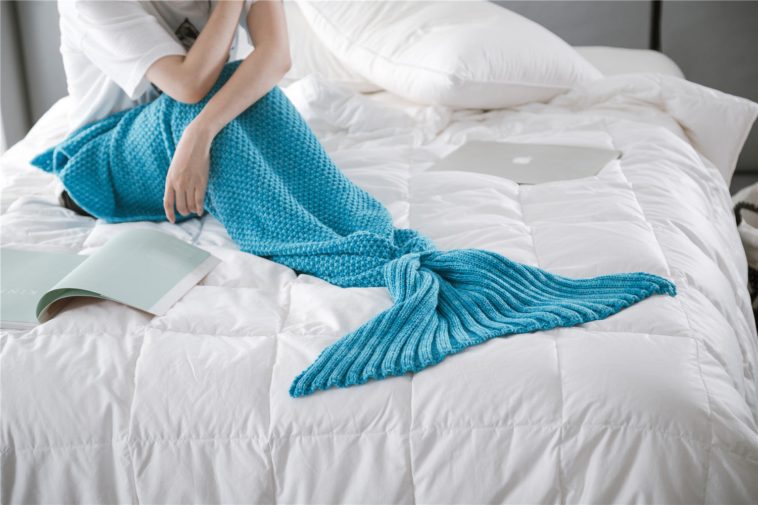 Mermaid Tail Blanket Knitted Crochet for Children Super Soft Sleeping Blankets