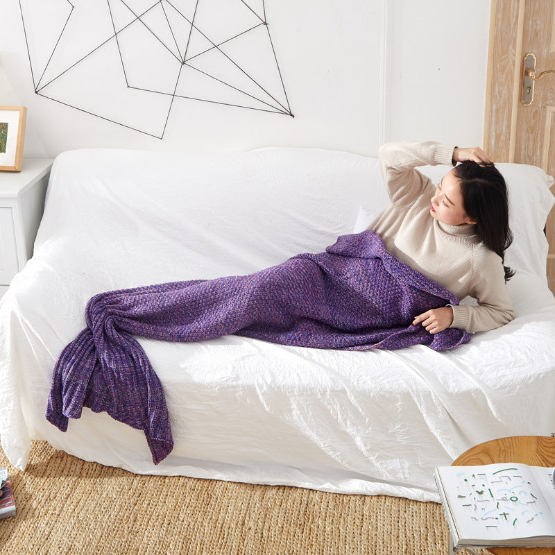 Mermaid Tail Blanket Knitted Crochet for Children Super Soft Sleeping Blankets