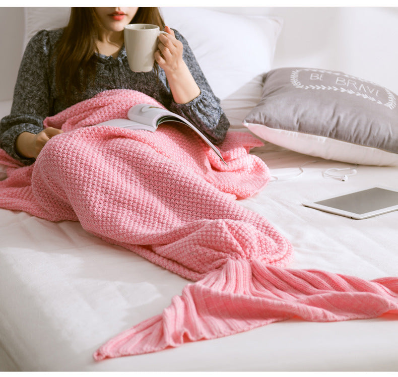 Mermaid Tail Blanket Knitted Crochet for Children Super Soft Sleeping Blankets