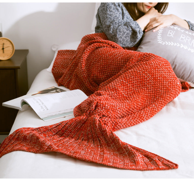 Mermaid Tail Blanket Knitted Crochet for Children Super Soft Sleeping Blankets
