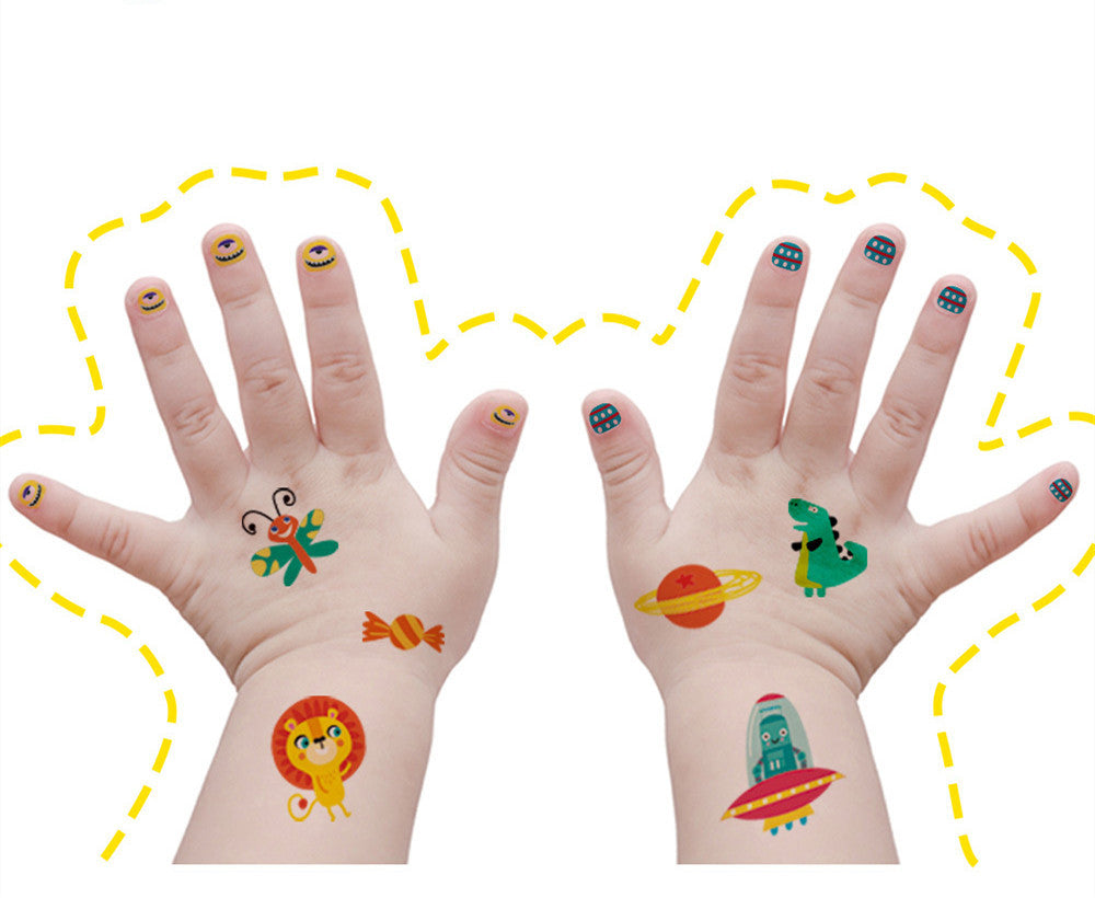 Flowermonaco Children's Tattoo Stickers Fun Waterproof Lasting Nursery Boys And Girls Baby Nail Stickers