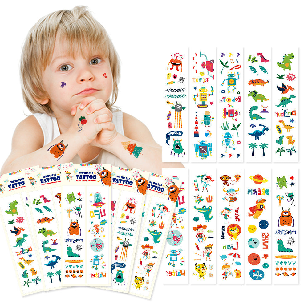Flowermonaco Children's Tattoo Stickers Fun Waterproof Lasting Nursery Boys And Girls Baby Nail Stickers