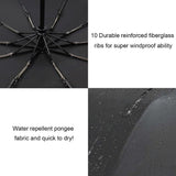 Wind Resistant Folding Automatic Umbrella Rain Women Auto Luxury Big Windproof Umbrellas Rain For Men Black Coating 10K Parasol
