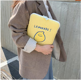 Compatible with Apple, Winter Korean Ins Niche Design Lemon Embroidery Letters IPad Tablet Laptop Bag Storage Bag