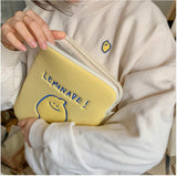 Compatible with Apple, Winter Korean Ins Niche Design Lemon Embroidery Letters IPad Tablet Laptop Bag Storage Bag