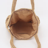 New Crochet Beach Handbag for Girls Summer Straw Rope Hollow Out Hand Woven Totes Bag Women Hollow Knitting Handbag