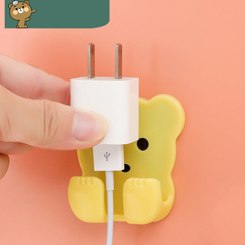 Punch Free Power Socket Hook Strong And Seamless Cartoon Plug Hook Kitchen Bear Plug Storage Hook