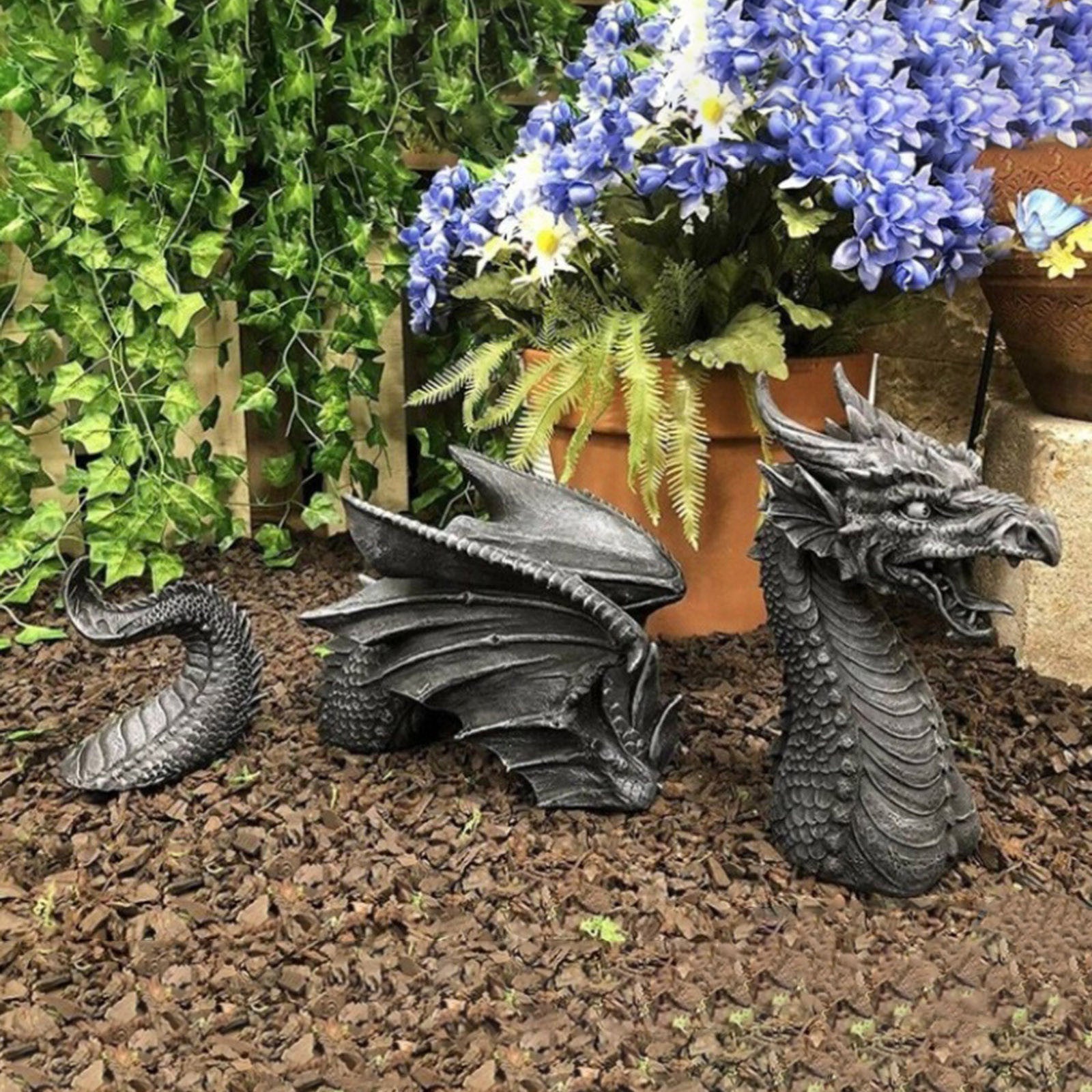 Large Dragon Gothic Garden Decor Statue Castle Moat Lawn Statue Garden Sculptures &amp; Statues Funny Yard Garden Outdoor Figurine