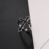 Vintage Black Big Cross Ring For Women Party Jewelry Men Trendy Gothic