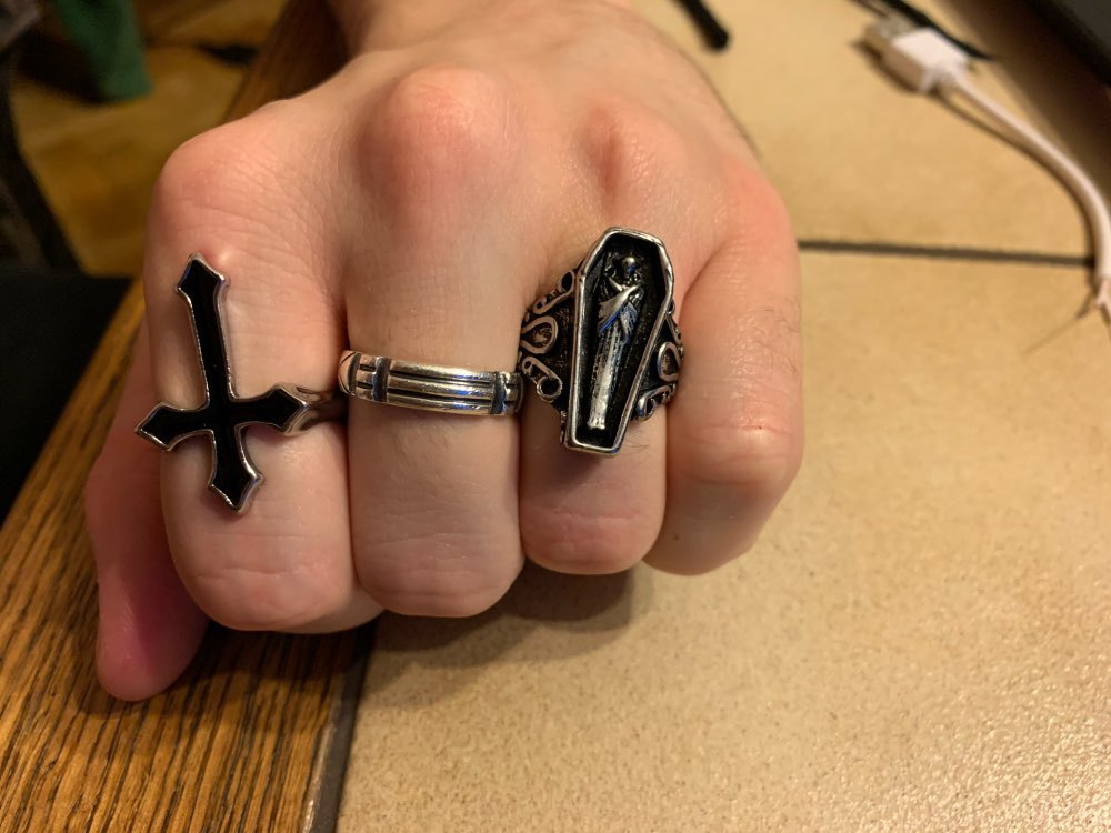 Vintage Black Big Cross Ring For Women Party Jewelry Men Trendy Gothic
