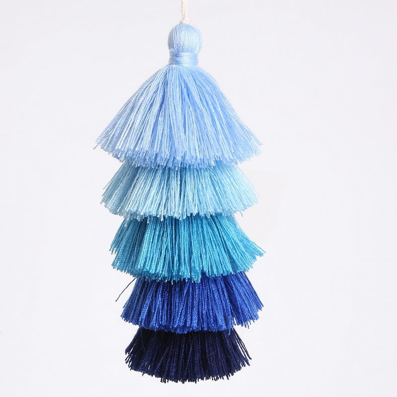 1Pc Mixed Color 5 Layer Tassel Cotton Silk Tassels Charm Pendant For Jewelry Making DIY Earring Findings