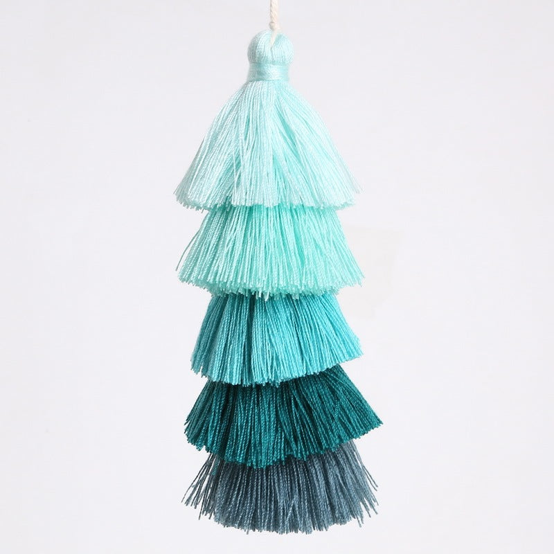 1Pc Mixed Color 5 Layer Tassel Cotton Silk Tassels Charm Pendant For Jewelry Making DIY Earring Findings
