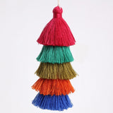 1Pc Mixed Color 5 Layer Tassel Cotton Silk Tassels Charm Pendant For Jewelry Making DIY Earring Findings