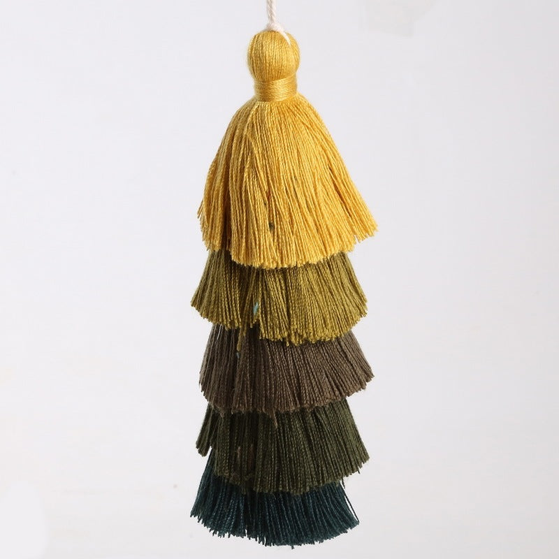 1Pc Mixed Color 5 Layer Tassel Cotton Silk Tassels Charm Pendant For Jewelry Making DIY Earring Findings