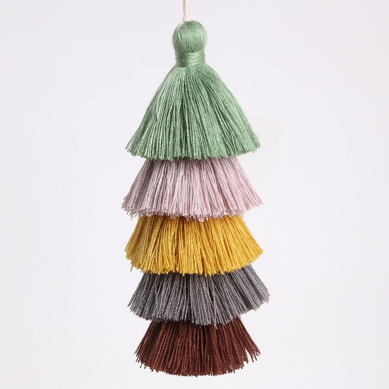 1Pc Mixed Color 5 Layer Tassel Cotton Silk Tassels Charm Pendant For Jewelry Making DIY Earring Findings