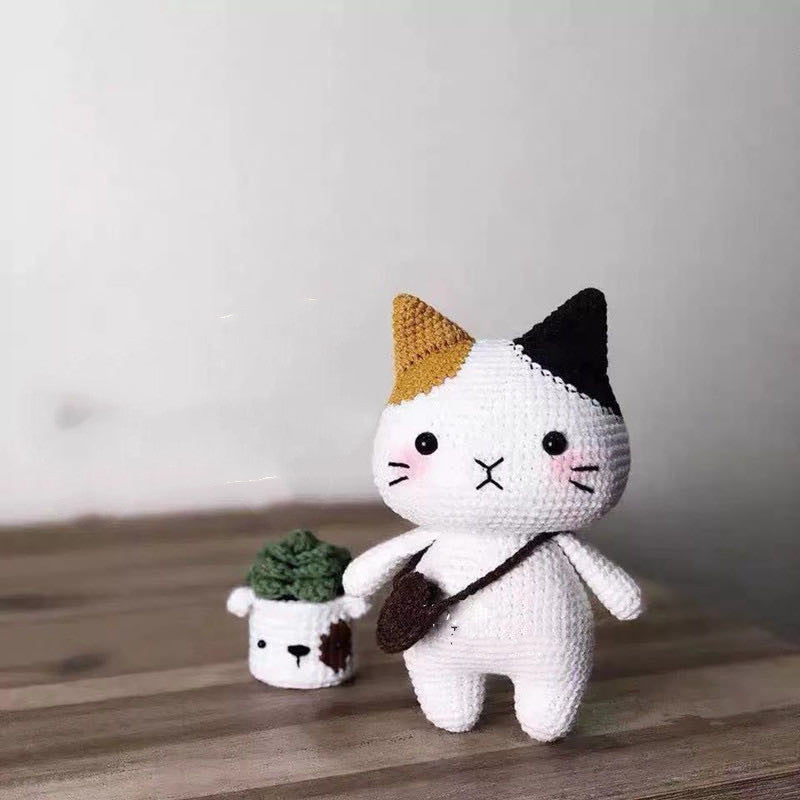 Hand Woven Doll Diy Crochet Milk Cotton Material Bag Cat Rabbit Doll Knitting Hook Line Making Gift