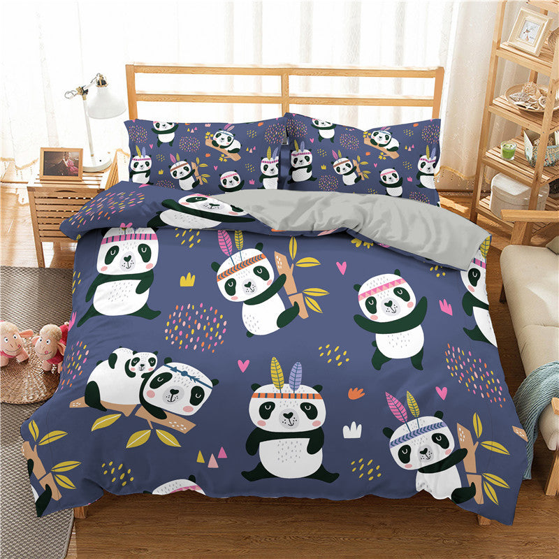 3D Digital Printing Cartoon Bedding Three-Piece Bedding Quilt Cover Pillowcase