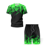 Men's Rrinted Sports Suit Smmer Short-Sleeved T-Shirt Men's Clothes Running Short Loose Casual Fitness Sportswear