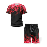 Men's Rrinted Sports Suit Smmer Short-Sleeved T-Shirt Men's Clothes Running Short Loose Casual Fitness Sportswear