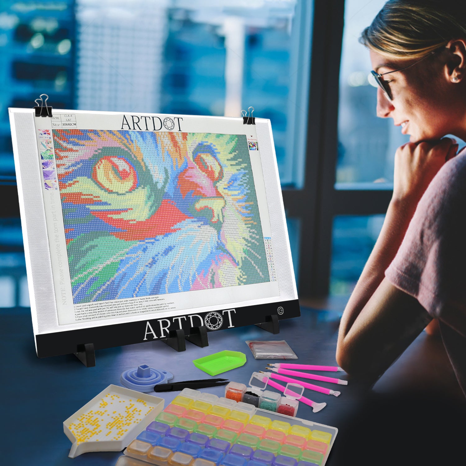 Two Size Drawing Boards A5 And A4 Are Used For 5D Diamond Painting With 3 Brightness Levels Usb Power Supply