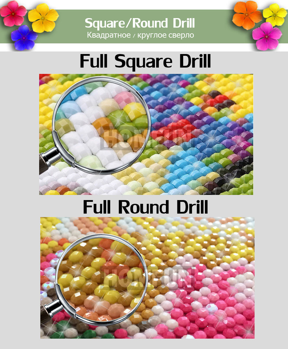 HOMFUN 5D Diamond Pattern Rhinestone Needlework Diy Diamond Painting Cross Stitch  Diamond Embroidery