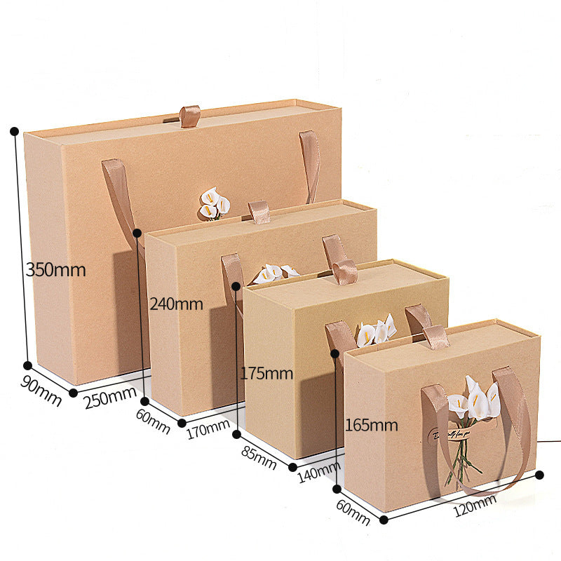 Ins Carton Spot Gift Box Knot Wedding Box With Hand Gift Portable Drawer Gift Box