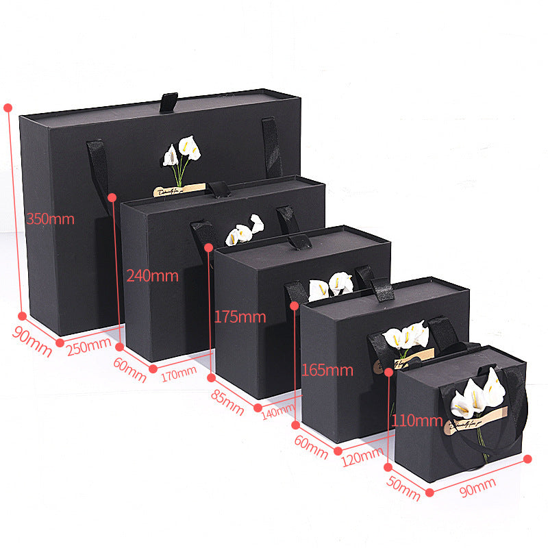 Ins Carton Spot Gift Box Knot Wedding Box With Hand Gift Portable Drawer Gift Box
