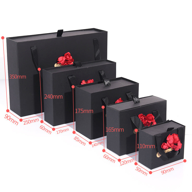 Ins Carton Spot Gift Box Knot Wedding Box With Hand Gift Portable Drawer Gift Box