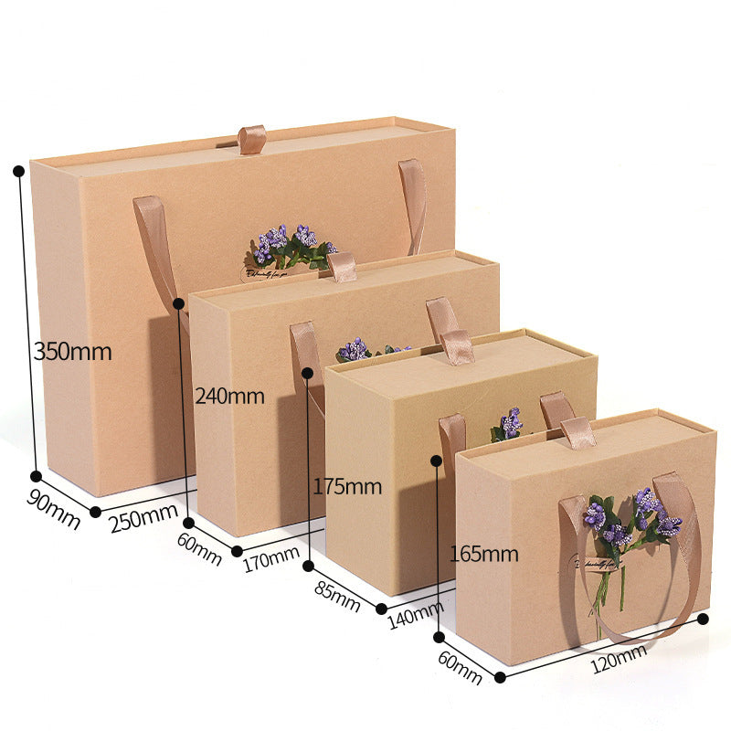 Ins Carton Spot Gift Box Knot Wedding Box With Hand Gift Portable Drawer Gift Box
