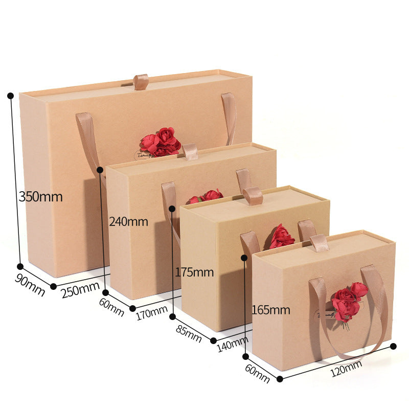Ins Carton Spot Gift Box Knot Wedding Box With Hand Gift Portable Drawer Gift Box