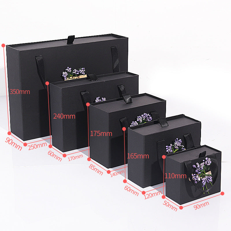 Ins Carton Spot Gift Box Knot Wedding Box With Hand Gift Portable Drawer Gift Box