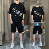 New Short-sleeved T-shirt Fashion Sports Suit Men's Round Neck Bottoming Shirt A Set Of Tops  Pants