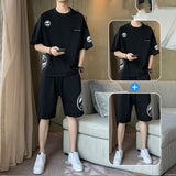 New Short-sleeved T-shirt Fashion Sports Suit Men's Round Neck Bottoming Shirt A Set Of Tops  Pants